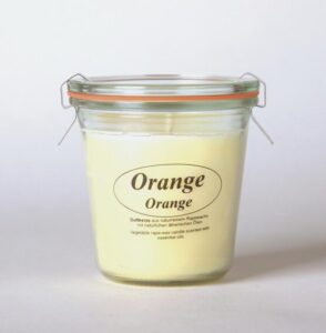 Mini Rapskerze i.Glas Grösse L Orange