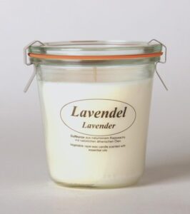 Mini Rapskerze i.Glas Grösse S Lavendel