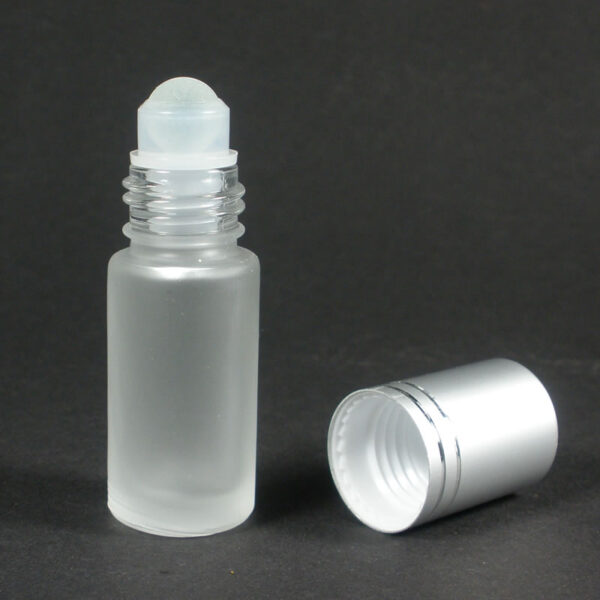 Roll-On Flasche 5ml matt mit Silberdeckel